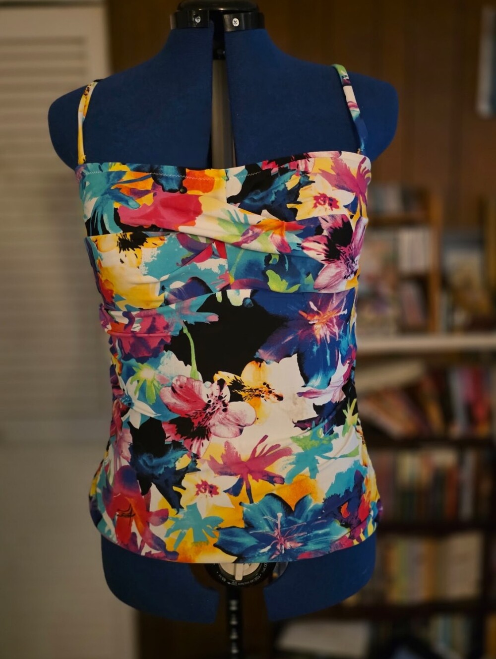 Floral Multicolor Spaghetti Strap Swim Top
